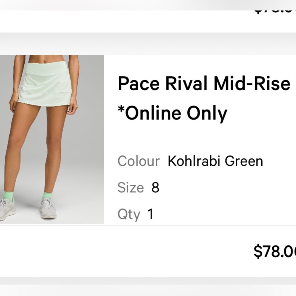 Lululemon pace rival skirt. Size 8